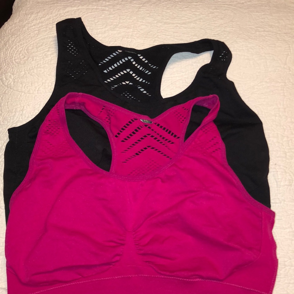 Set of 2 exercise bra XL Xersion workout pink black EUC